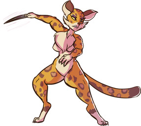 action_pose angry anthro breasts claws countershading featureless_breasts featureless_crotch female fur nude pose solo marshbreeze kirby_(series) kirby_and_the_forgotten_land nintendo clawroline cheetah felid feline humanoid leopard mammal pantherine digital_media_(artwork) hi_res sketch
