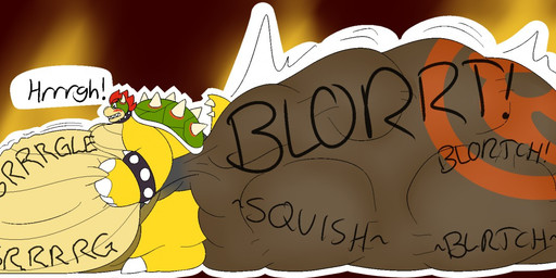 belly big_belly blush clothing diaper excessive_feces feces hyper hyper_feces hyper_soiling male male_pooping scatplay soiled_diaper soiling solo unclean_diaper used_diaper yoshi-eats-your-pie mario_bros nintendo bowser dragon_koopa koopa scalie