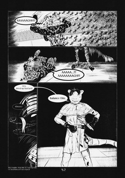4_panel_comic ambiguous_gender anthro biped black_eyes black_speech_bubble clothed clothing dialogue ellipsis emphatic_ellipsis empty_eyes exclamation_point eyebrows fingers fur gloves group hair handwear holding_object holding_torch lying male motion_lines on_back on_ground open_mouth page_number question_mark sharp_teeth standing tail teeth text torch trio white_eyes white_sclera white_text leprzil arthropod crocodilian domestic_cat felid feline felis grasshopper insect mammal mummy murid murine oriental_shorthair orthopterid rat reptile rodent scalie undead 2026 artist_name comic english_text hi_res