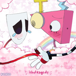 ambiguous_gender antennae_(anatomy) black_eyes blush blush_lines duo eyebrows eyelashes female mask ribbons spiral spiral_eyes toy yellow_sclera pankk0 glitch_productions the_amazing_digital_circus gangle_(tadc) zooble_(tadc) animate_inanimate humanoid living_mask living_toy 1:1 hi_res nonbinary_(lore)