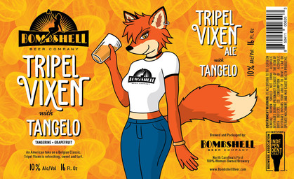 alcohol anthro barcode beer beverage bottomwear breasts clothed clothing container denim denim_bottomwear denim_clothing female food fruit holding_object jeans label logo orange_(fruit) pants plant shirt simple_background smile solo t-shirt tail text topwear warning_label unknown_artist bombshell_beer_company tripel_vixen canid canine canis fox mammal red_fox true_fox digital_media_(artwork) english_text hi_res official_art url