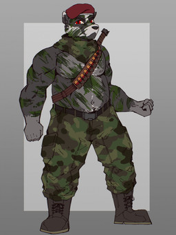 ammo_belt ammunition anthro army army_beret army_clothing army_hat army_outfit army_uniform bandolier barazoku belly belt beret biceps big_belly big_muscles big_pecs black_belt black_clothing bodypaint boots bottomwear brown_boots brown_clothing brown_footwear camo camo_bottomwear camo_clothing camo_pants camo_print clothed clothing combat_boots commando eyebrows face_paint fist footwear fur green_bottomwear green_clothing green_pants green_scarf grey_body grey_fur hat headgear headwear machete male manly martial_artist melee_weapon military military_beret military_cap military_clothing military_gear military_hat military_pants military_uniform multicolored_body multicolored_fur musclegut muscular muscular_anthro muscular_arms muscular_male muscular_thighs nipples painted_arm painted_body painted_chest pants pattern_bottomwear pattern_clothing pattern_pants pecs pose red_beret red_clothing red_eyes red_hat red_headwear scarf shoes soldier solo standing stern stern_look thick_arms thick_eyebrows thick_thighs topless topless_anthro topless_male tough_guy uniform war_paint warrior weapon white_body white_fur aussieneon badger mammal mustelid musteline hi_res