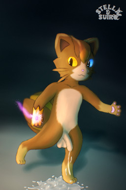 balls big_balls biped blue_eyes bodily_fluids brown_body brown_fur countershading cum cum_drip cumshot digitigrade dripping ejaculation excessive_cum excessive_genital_fluids foreskin fur gem genital_fluids genitals glowing glowing_eyes head_tuft heterochromia humanoid_genitalia humanoid_penis looking_at_viewer magic male orange_eyes pawpads penis pose psychic psychic_powers semi-anthro simple_background solo tail tuft stellaamoris artfight artfight2025 luxro lewxen digital_media_(artwork) digital_painting_(artwork) hi_res painting_(artwork)