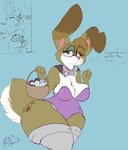 anthro big_breasts blush breasts cleavage clothed clothing eyewear female fully_clothed glasses holidays mature_anthro mature_female simple_background skimpy solo text thought_bubble wide_hips rachellebun easter rachelle lagomorph leporid mammal rabbit absurd_res english_text hi_res signature