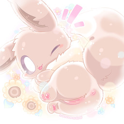 anus blep brown_body brown_ears brown_fur brown_tail chibi emanata female feral flower fur genitals neck_tuft one_eye_closed pawpads paws pink_anus pink_pawpads pink_vulva plant small_nose solo sparkles tail tongue tongue_out tuft vulva white_eyes white_tip_tail wink waruwaru0205 nintendo pokemon eevee generation_1_pokemon pokemon_(species) 1:1 2025 colored digital_drawing_(artwork) digital_media_(artwork) hi_res pastel_theme