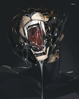anthro black_nose bodily_fluids clothing drooling excessive_saliva finger_in_mouth gloves handwear latex latex_clothing latex_gloves latex_handwear latex_skinsuit male mouth_shot open_mouth saliva sharp_teeth skinsuit solo teeth tight_clothing tongue tongue_out hale. zep_archer cheetah felid feline mammal digital_drawing_(artwork) digital_media_(artwork) hi_res