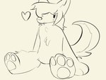 anthro big_eyes big_feet big_tail feet female fluffy heart_symbol sitting smile solo tail young young_anthro young_female v3nomdr3nch mira_(v3nomdr3nch) canid canine canis mammal wolf 4:3 sketch