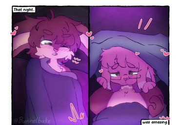 anthro anthro_on_anthro anthro_penetrated anthro_penetrating anthro_penetrating_female anthro_pov arm_tuft balls bedding blanket blowjob_face blush blush_lines bodily_fluids border breath breathing brown_body brown_ears brown_fur brown_hair cheek_bulge cheek_tuft chest_tuft clothed clothed_anthro clothed_sex clothing deep_throat duo ear_tuft ears_down erection eye_roll eyebrows eyelashes facial_tuft fellatio female female_anthro female_penetrated first_person_view floppy_ears fur fur_tuft furniture gagging genital_fluids genitals glowing glowing_eyes hair half-closed_eyes hands_on_legs hands_on_thighs heart_eyes heart_nose heart_symbol leaking_precum legwear looking_pleasured male male/female male_anthro male_penetrating male_penetrating_female male_pov music narrowed_eyes noisy_oral one_eye_closed open_mouth oral oral_penetration panting penetrating_pov penetration penile penile_penetration penis penis_in_mouth pink_body pink_ears pink_eyes pink_fur pink_hair pink_nose pivoted_ears precum red_eyes saliva saliva_on_penis sex shoulder_tuft sofa sound_effects squinted_eyes submissive teeth text thigh_highs tongue tuft under_covers white_border bunnelbake damien_(bunnelbake) ellie_(bunnelbake) lagomorph leporid mammal rabbit 2026 2d_animation animated animated_comic artist_name colored comic digital_drawing_(artwork) digital_media_(artwork) frame_by_frame hi_res loop short_playtime sound video watermark