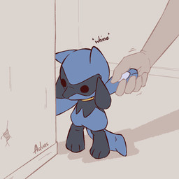 3_fingers 3_toes 5_fingers ambiguous_gender anthro biped black_eyes blue_body blue_fur blue_tail duo faceless_ambiguous faceless_character faceless_human feet fingers front_view fur hand_holding inside nude nude_ambiguous nude_anthro simple_eyes standing tail toes advos nintendo pokemon generation_4_pokemon human mammal pokemon_(species) riolu 1:1 2026 digital_drawing_(artwork) digital_media_(artwork)