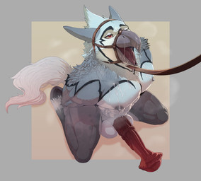 animal_genitalia animal_penis anthro balls bdsm beak big_penis biped bodily_fluids cum cum_drip cum_on_beak cum_on_chest cum_on_face dripping equine_genitalia equine_penis erection flared_penis genital_fluids genitals grey_background halter hands_behind_back hooves huge_penis kneeling leash leashed_male male male_anthro medial_ring muscular muscular_anthro muscular_male musk nipples open_beak open_mouth pecs penis red_penis reins simple_background solo submissive submissive_anthro submissive_male unguligrade kendryzak european_mythology greek_mythology mythology chris_(seif) avian bird blue_jay corvid equid equine hippogriff horse hybrid jay_(bird) mammal mythological_avian mythological_creature new_world_jay oscine passerine hi_res