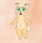 anthro blush chibi female fur genitals loli looking_at_viewer multicolored_body multicolored_fur navel nude pussy simple_background solo young young_anthro sirbrownbear sophie_(sirbrownbear) bear mammal 2015 hi_res