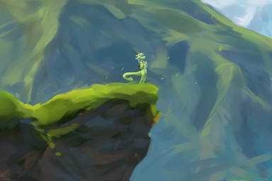 anthro backpack blue_hair cliff eyes_closed featureless_crotch fur green_body green_fur green_hair hair horn male male_anthro mountain mouth_closed multicolored_hair nude outside solo standing tail tail_tuft tuft white_hair yellow_horn famir mythology famir_(character) dragon furred_dragon furred_scalie mythological_creature mythological_scalie scalie 2026 3:2 dated signature