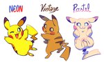 ambiguous_gender black_nose cheek_spots eyelashes group looking_at_viewer one_eye_closed open_mouth open_smile pose pupils red_cheeks simple_background smile tail text trio white_background white_pupils yellow_body yellow_tail flavia-elric nintendo pokemon flavia_(flavia-elric) generation_1_pokemon pikachu pokemon_(species) 2023 5:3 digital_media_(artwork) english_text hi_res