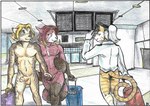 airport anthro anthro_on_anthro blonde_hair bottomless brown_body brown_fur buttplug casual_erection casual_exposure casual_nudity clothed clothing curled_tail duo erection foreskin fur genitals green_eyes hair handjob hat headgear headwear humanoid_genitalia humanoid_penis hypercasual looking_at_another luggage male male/male masturbation nude partially_retracted_foreskin penile penis pilot_hat plug_(sex_toy) public public_exposure public_masturbation public_nudity red_body red_fur red_hair sex sex_toy shirt striped_body striped_fur stripes tail tail_around_partner tipping_hat topwear walking white_clothing white_hair white_shirt white_topwear hym_(artist) cocoa_(scoon) damon_(scoon) shuttercoon ailurid felid mammal pantherine procyonid raccoon red_panda tiger 2022 traditional_media_(artwork)