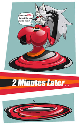 angry anthro big_breasts bodysuit breasts clothing dialogue elastic female huge_breasts hyper hyper_breasts latex latex_bodysuit latex_clothing latex_skinsuit liquid_latex melting skinsuit solo speech_bubble text tight_clothing themadastronaut disney hellaverse helluva_boss mythology pixar the_incredibles helen_parr loona_(helluva_boss) canid canid_demon canine demon hellhound mammal mythological_canine mythological_creature english_text hi_res
