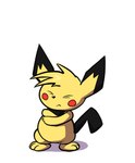 ambiguous_gender biped black_eyes black_tail black_text cheek_spots crossed_arms dialogue eyes_closed mouth_closed open_mouth pupils red_cheeks simple_background solo speech_bubble standing tail text white_background white_pupils yellow_body virmir nintendo pokemon generation_2_pokemon pichu pokemon_(species) 2017 animated english_text