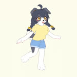 1:1 2024 3d_(artwork) 4_fingers 4_toes accessory ahoge animated anthro barefoot black_hair blush border_collie bottomwear braided_hair braided_pigtails canid canine canis claws clothed clothing collie cotorita countershading cute_fangs cutoffs denim denim_bottomwear denim_clothing digital_media_(artwork) domestic_dog drpm feet female female_anthro finger_claws fingers floppy_ears flower flower_in_hair fur grey_body grey_fur hair hair_accessory heart_symbol herding_dog kemono mammal mottled mottled_pawpads multicolored_body multicolored_fur multicolored_tail pastoral_dog pawpads paws pigtails plant sheepdog shirt short_playtime shorts simple_background solo t-shirt tail toe_claws toes topwear turntable_(animation) two_tone_body two_tone_fur two_tone_tail webm white_body white_fur yellow_eyes