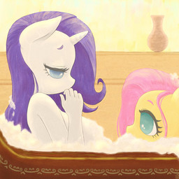 anthro anthrofied bath bathtub blue_eyes breasts duo female hair half-closed_eyes horn inside narrowed_eyes nude pink_hair purple_hair mesperal friendship_is_magic hasbro my_little_pony mythology fluttershy_(mlp) rarity_(mlp) equid equine horse mammal mythological_creature mythological_equine pony unicorn 1:1 2014 hi_res