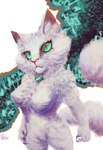 anthro crystal female green_eyes jewelry looking_at_viewer simple_background solo tail hilloty felid mammal hi_res