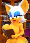 anthro bedroom_eyes big_breasts book breast_squish breasts convenient_censorship cute_fangs dialogue fangs female holding_object huge_breasts library looking_at_viewer membrane_(anatomy) membranous_wings narrowed_eyes nude seductive solo squish teeth text wide_hips wings tahlian book_and_boob sega sonic_the_hedgehog_(series) rouge_the_bat bat mammal 3d_(artwork) absurd_res digital_media_(artwork) english_text hi_res