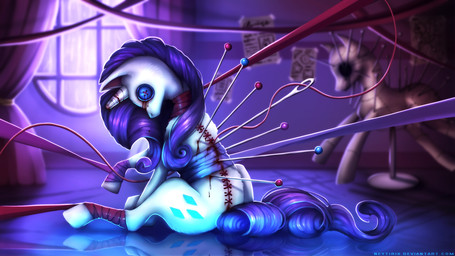 blood bodily_fluids bound cutie_mark dark female feral fur gore hair hooves horn long_hair mannequin nightmare_fuel restrained sitting solo white_body white_fur neytirix friendship_is_magic hasbro my_little_pony mythology rarity_(mlp) equid equine mammal mythological_creature mythological_equine unicorn 16:9 2016 hi_res widescreen