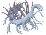 ambiguous_gender black_eyes blue_body dot_eyes feral many_legs multi_leg multi_limb simple_background solo spikes spikes_(anatomy) spines tentacles white_background sounder1995-2 hallucigenia lobopod marine worm xenusiid 2020 digital_drawing_(artwork) digital_media_(artwork)