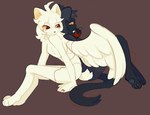 anthro apple brown_background duo food fruit fur grey_body grey_fur male plant simple_background tan_body tan_fur wings bloowolfy angel domestic_cat felid feline felis mammal 2024 hi_res