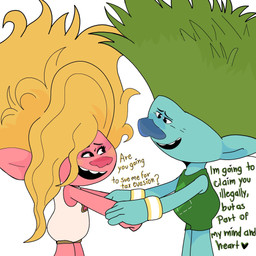 asking asking_another black_eyebrows black_mouth blonde_hair blue_body blue_eyes blue_nose blue_skin clothed clothed_female clothed_humanoid clothed_male clothing dialogue duo eye_contact eyebrows eyelashes female female_humanoid green_clothing green_hair green_leotard hair hand_holding heart_symbol humanoid_pointy_ears larger_humanoid larger_male leotard looking_at_another love male male/female not_furry open_mouth open_smile pink_body pink_eyes pink_skin pointy_ears question size_difference smaller_female smaller_humanoid smile smiling_at_another smiling_at_each_other smiling_at_partner standing talking_to_another talking_to_partner teeth text wavy_hair white_clothing white_leotard yellow_wristband wolflly10 dreamworks trolls_(dreamworks) clay_(trolls) viva_(trolls) humanoid troll_(mythology) troll_(trolls) 1:1 2024 digital_drawing_(artwork) digital_media_(artwork) english_description english_text hi_res shaded