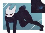 4:3 anthro arthropod black_body black_eyes blush bodily_fluids breasts butt digital_media_(artwork) female genital_fluids genitals glowing glowing_genitalia hi_res hollow_eyes hollow_knight hornet_(hollow_knight) insect nipples nude simple_background solo team_cherry thick_thighs wide_hips xise