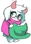 2_horns anthro blush clothing dress eyewear fur glasses green_eyes hat head_tuft headgear headwear horn male scarf simple_background solo tuft white_background white_body white_fur witch_hat seologi deltarune undertale_(series) ralsei bovid caprine darkner goat mammal 2019 digital_media_(artwork)