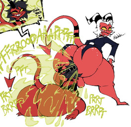 backsack balls big_butt butt duo enjoying_farts face_in_ass facesitting fart fart_cloud fart_fetish farting_in_mouth farting_on_another farting_on_face female genitals looking_pleasured male male/female male_facesitting_female onomatopoeia sitting sitting_on_another sound_effects submissive submissive_female text lavender_lily hellaverse helluva_boss millie_(helluva_boss) moxxie_(helluva_boss) humanoid
