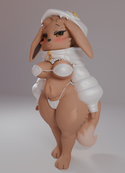 anthro big_breasts bikini blush breasts brown_body brown_fur camel_toe clothing curvy_figure female female_anthro fur jacket solo swimwear topwear two-piece_swimsuit white_bikini white_clothing white_swimwear wide_hips zhenash nintendo pokemon eevee generation_1_pokemon pokemon_(species) 3d_(artwork) absurd_res blender_(artwork) digital_media_(artwork) hi_res