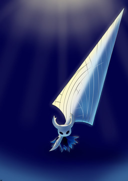 ambiguous_gender anthro black_body clothing horn mouthless solo weapon thedogface hollow_knight_(franchise) team_cherry the_knight_(hollow_knight) arthropod insect vessel_(species) absurd_res hi_res nonbinary_(lore)