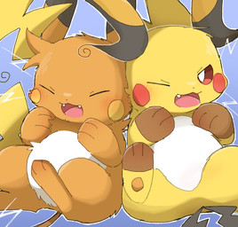 2_tails ambiguous_gender anthro blush blush_lines duo electricity eyes_closed fangs featureless_crotch fur multi_tail one_eye_closed open_mouth orange_body orange_fur pawpads paws red_eyes simple_background tail teeth tongue white_body white_fur yellow_body yellow_fur k_mono nintendo pokemon pokemon_legends_z-a generation_9_pokemon mega_evolution mega_raichu mega_raichu_x mega_raichu_y pokemon_(species) 2025