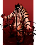 5_fingers anthro blood blood_from_mouth blood_in_mouth blood_on_chest blood_on_feet blood_on_hand blood_on_leg bodily_fluids claws finger_claws fingers horror_(theme) male null orange_eyes red_background sharp_teeth simple_background solo teeth tusks skarltano dream_tiger_(govy9807) felid mammal monster pantherine tiger hi_res