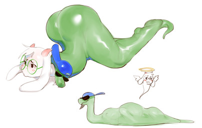 abdominal_bulge anthro anthro_pred belly big_belly big_butt blush bone bone_imprints bones_in_stomach butt death digested digestion duo eyewear fatal_digestion fatal_vore huge_butt imprint male oral_vore size_difference skeleton skull_imprint smaller_pred soul_leaving swallowing thick_thighs unwilling_prey vore wide_hips conditional_dnp kinkykong deltarune undertale_(series) jockington_(deltarune) ralsei bovid caprine goat mammal reptile scalie snake digital_media_(artwork) hi_res