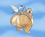 anthro beak big_cheeks butt chubby_cheeks countershading delivery_(commerce) duo male male/male nude obese overweight snuggydoug disney zootopia benjamin_clawhauser delivery_stork avian bird cheetah felid feline mammal stork