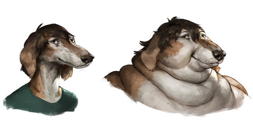 anthro before_and_after belly brown_hair chubby_cheeks clothed clothing double_chin fat_rolls floppy_ears fur hair male morbidly_obese morbidly_obese_anthro morbidly_obese_male obese obese_anthro obese_male overweight overweight_anthro overweight_male shirt simple_background slim smile solo tan_body tan_fur topless topless_anthro topless_male topwear weight_gain white_background white_belly white_body white_fur cettus borzoi canid canine canis domestic_dog hunting_dog mammal sighthound 2026 headshot_portrait hi_res portrait