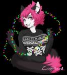 alternative_fashion christmas_lights female goth holidays lights punk solo ugly_christmas_sweater avoid_posting zingiber christmas aiko_(aikoxsnow) felid mammal