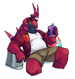 beverage bottomwear clothing eyewear looking_at_viewer male shirt shorts simple_background solo sunglasses topwear shoko_contane nintendo pokemon generation_5_pokemon pokemon_(species) scolipede absurd_res hi_res