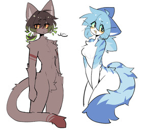 anthro biped blue_body blue_fur crotch_tuft duo ellipsis female fur male simple_background tail tuft whiskers white_background shiyaa_stuff domestic_cat felid feline felis mammal