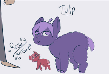ambiguous_feral ambiguous_gender ambiguous_human clothed clothed_human clothing duo_focus female female_feral feral fur group hair neonate pink_eyes pink_tail purple_body purple_eyes purple_fur purple_hair purple_tail quadruped red_body red_fur simple_background standing tail teats text trio white_background young young_ambiguous young_female young_feral julie_(artist) fluffy_pony fluffy_pony_(species) human mammal 2023 character_name cropped digital_media_(artwork) english_description