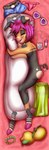 anthro dakimakura female hair hug hugging_object hugging_pillow nude pillow pink_hair sleeping solo koabao billie_corneja mammal suid suine absurd_res dakimakura_design hi_res