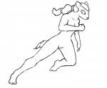 anthro athletic athletic_anthro athletic_female biped breasts convenient_censorship featureless_crotch female hair long_hair looking_ahead nude running simple_background solo white_background test_pattern_(artist) mammal mustelid musteline talyxian true_musteline weasel 2012 censored digital_media_(artwork) line_art monochrome