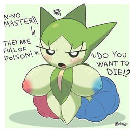 areola big_breasts blue_areola blue_nipples blush blush_lines breasts dialogue eyelashes featureless_feet feet female front_view frown green_body huge_breasts looking_at_viewer master narrowed_eyes nipples not_furry open_mouth plant pseudo_clothing red_areola red_nipples short_stack simple_background solo text xelius nintendo pokemon elemental_creature flora_fauna generation_3_pokemon pokemon_(species) roselia 2025 artist_name digital_drawing_(artwork) digital_media_(artwork) english_text hi_res