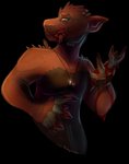 anthro blood blood_on_hand bodily_fluids dog_tags eating eating_flesh gore looking_at_viewer male red_body red_scales scales solo destiny_(video_game) bal_shaloc war_beast absurd_res alpha_channel hi_res