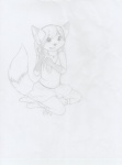 anthro clothed clothing crossdressing femboy male solo tail young young_anthro young_male malachyte maverick_skye canid canine fox mammal graphite_(artwork) traditional_media_(artwork)