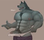 anthro big_penis body_hair bulge clothing genitals humanoid_genitalia humanoid_penis male muscular muscular_male nipples penis solo fleshformomo blizzard_entertainment warcraft canid human mammal werecanid werecreature worgen absurd_res hi_res letterbox