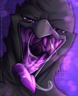 anthro beak black_beak black_body black_feathers bluesky_handle bluesky_logo bodily_fluids dripping feathers mouth_shot open_beak open_mouth purple_eyes purple_mouth purple_tongue saliva saliva_drip saliva_on_tongue saliva_string solo telegram_logo tongue tongue_out x_logo sureymaws telegram x_(social_media) bluesky avian bird 2025 digital_drawing_(artwork) digital_media_(artwork) hi_res