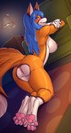 anthro big_breasts blush breasts butt female fur genitals hair nipples nude orange_body orange_fur paws pussy smile solo tail white_body white_fur yukkooart rena_(yukkooart) canid canine fox mammal absurd_res digital_media_(artwork) hi_res